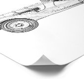 Poster 1936 BMW 328 Roadster Art crayon noir et blanc (Coin)