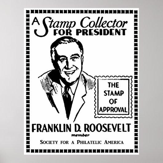 Poster 1936 Collecteur de timbres FDR pour Président (Devant)
