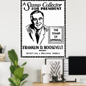 Poster 1936 Collecteur de timbres FDR pour Président (Bureau à domicile)