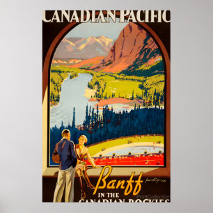 Poster 1936 Parc national de Banff Canadien Pacifique Vin