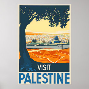 Poster 1936 Visitez la Palestine Vieille Jérusalem - Vint