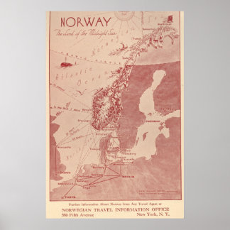 Poster 1939 Norvège Norwegian Travel Information Office N