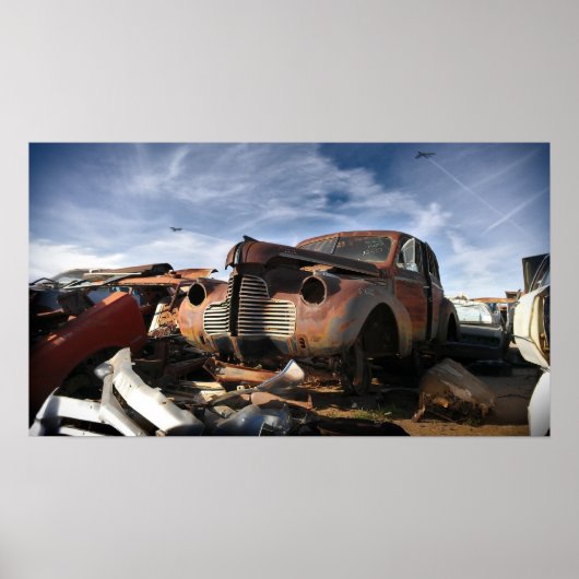 Poster 1940 Buick & F-86 Saber survol - junkyard art (Devant)