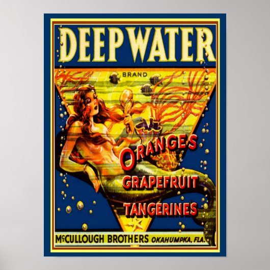 Poster 1940 "Deep Water" Fruit Crate Ad -12x16 (Devant)