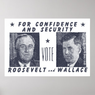 Poster 1940 Vote Roosevelt + Wallace, gris