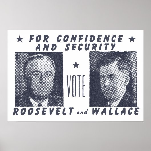 Poster 1940 Vote Roosevelt + Wallace, gris (Devant)