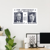 Poster 1940 Vote Roosevelt + Wallace, gris (Bureau à domicile)