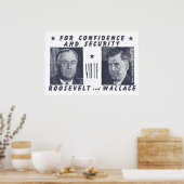Poster 1940 Vote Roosevelt + Wallace, gris (Cuisine)