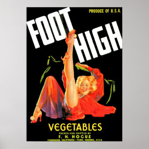 Poster 1940s marmite étiquette pied légumes hauts légumes