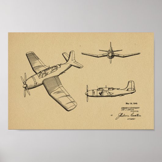 Poster 1946 Brevet d'art d'avion militaire Imprimer (Devant)