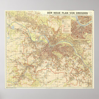 Poster 1947 Dresden City Map, German Urban Design