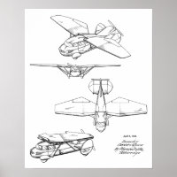1949 Voiture Volante Avion Brevet d'Art Imprimer