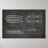 Poster 1950 Aéronefs Brevet d'art d'avion Imprimer (Devant)