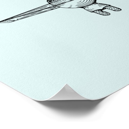 Poster 1950 Aéronefs Brevet d'art d'avion Imprimer (Coin)