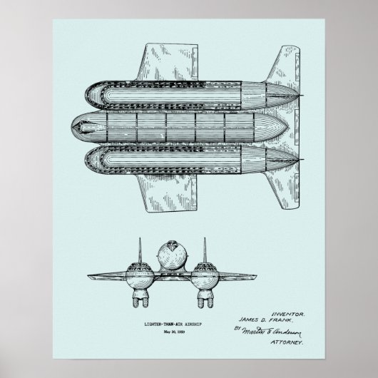Poster 1950 Aéronefs Brevet d'art d'avion Imprimer (Devant)