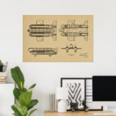 Poster 1950 Aéronefs Brevet d'art d'avion Imprimer (Bureau à domicile)