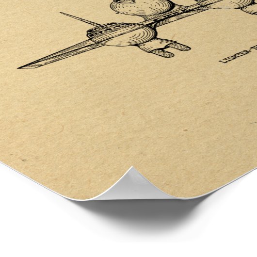 Poster 1950 Aéronefs Brevet d'art d'avion Imprimer (Coin)