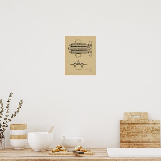 Poster 1950 Aéronefs Brevet d'art d'avion Imprimer (Cuisine)
