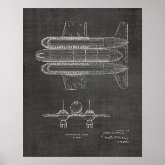 Poster 1950 Aéronefs Brevet d'art d'avion Imprimer (Devant)