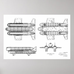 Poster 1950 Aéronefs Brevet d'art d'avion Imprimer