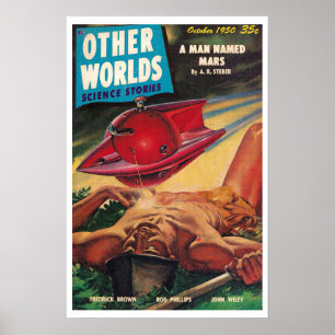 POSTER 1950! AUTRES MONDES SCI FI PULP