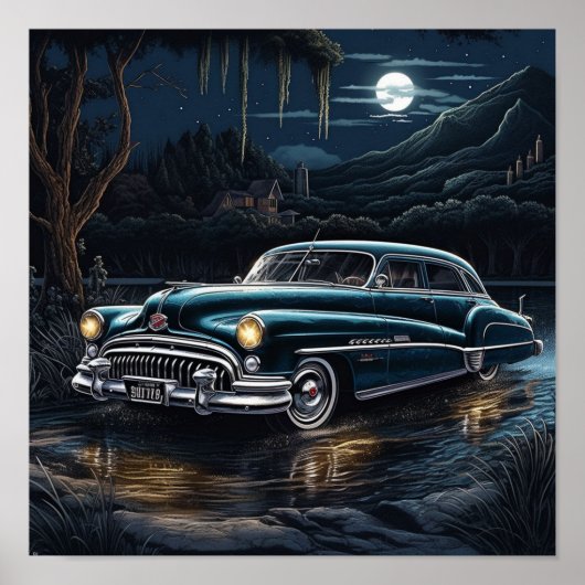 Poster 1950 Buick Roadmaster Lowrider Bomb Classic Car (Devant)