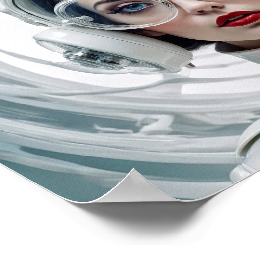 Poster 1950 Rétro Futurisme Femme Sci-Fi en Plexiglas (Coin)