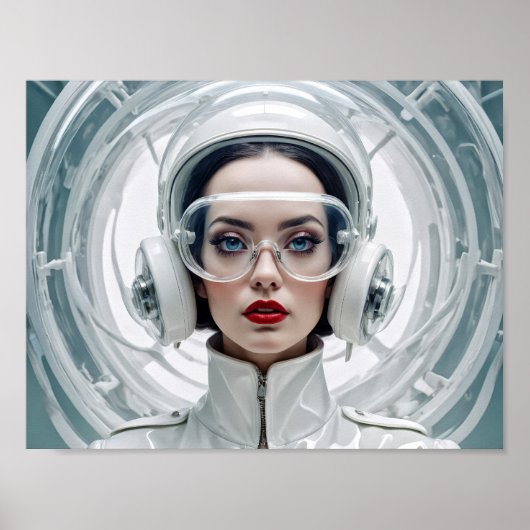 Poster 1950 Rétro Futurisme Femme Sci-Fi en Plexiglas (Devant)