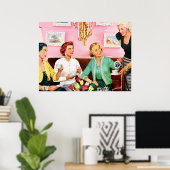 Poster 1950's Afternoon Tea Mid Century Modern Art Medium (Bureau à domicile)