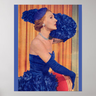 Poster 1950s beautiful in blue
