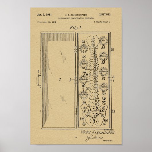 Poster 1951 Chiropratique Vintage Spine Patent Art Imprim (Devant)