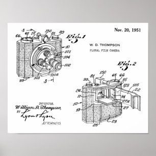 Poster 1951 Plural Camera Patent Art Drawing Print