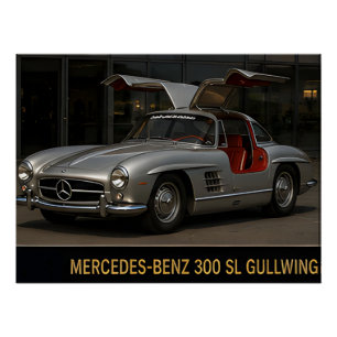 Poster 1955 Mercedes-Benz 300 SL Gullwing Classique Allem