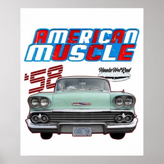Poster 1958,Impala,Rockabilly,rusty car,distressed,Tailfi (Devant)