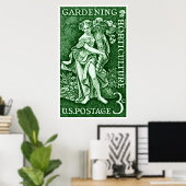 Poster 1958 Jardinage + Timbre d'horticulture (Bureau à domicile)