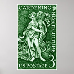 Poster 1958 Jardinage + Timbre d'horticulture