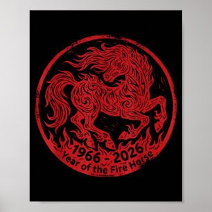 Poster 1966 2026 Année du Cheval de Feu 60e Anniversaire