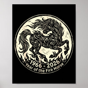 Poster 1966 2026 année du cheval de feu zodiaque chinois1