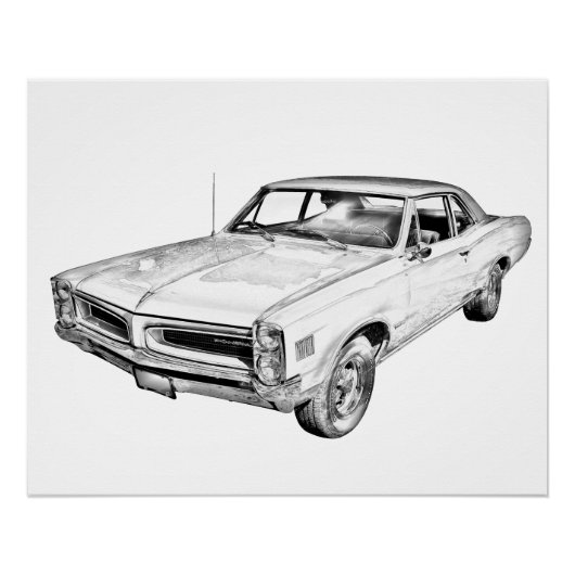 Poster 1966 Illustration d'une voiture musculaire Pontiac (Devant)