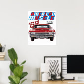 Poster 1968 Fastback,pony car,Hotrod,Drag Car,Oldtimer,cl (Bureau à domicile)