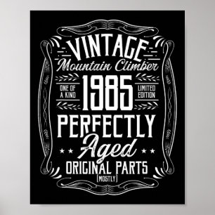 Poster 1985 Vintage Randonnée Montagnes Randonneur Rétro