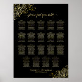Poster 19 Table Gold Frills Black Mariage Seating Chart (Devant)