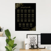 Poster 19 Table Gold Frills Black Mariage Seating Chart (Bureau à domicile)