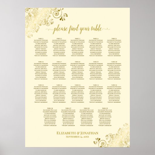 Poster 19 Table Mariage de crème Frills Gold (Devant)