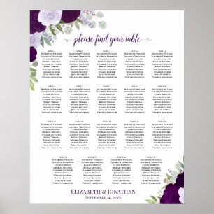 Poster 19 Table Mariage Fleurs Violettes Chic Plan de Tab