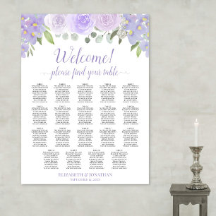 Poster 19 Table Plan de table de mariage floral lavande
