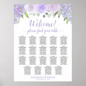 Poster 19 Table Plan de table de mariage floral lavande (Devant)