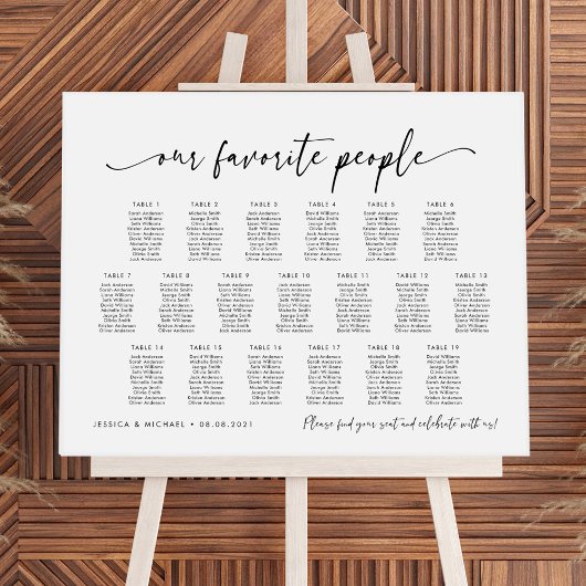 Poster 19 Tableaux Nos personnes préférées Plan de tablea