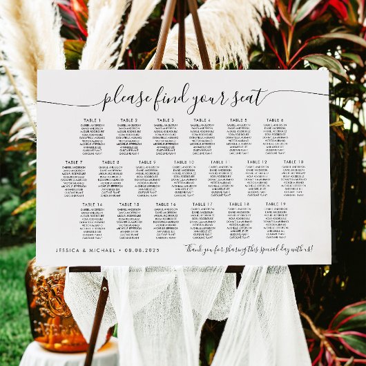 Poster 19 Tables Plan de table moderne Trouvez votre plac