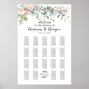 Poster 19 tables verdure & table mariage rose